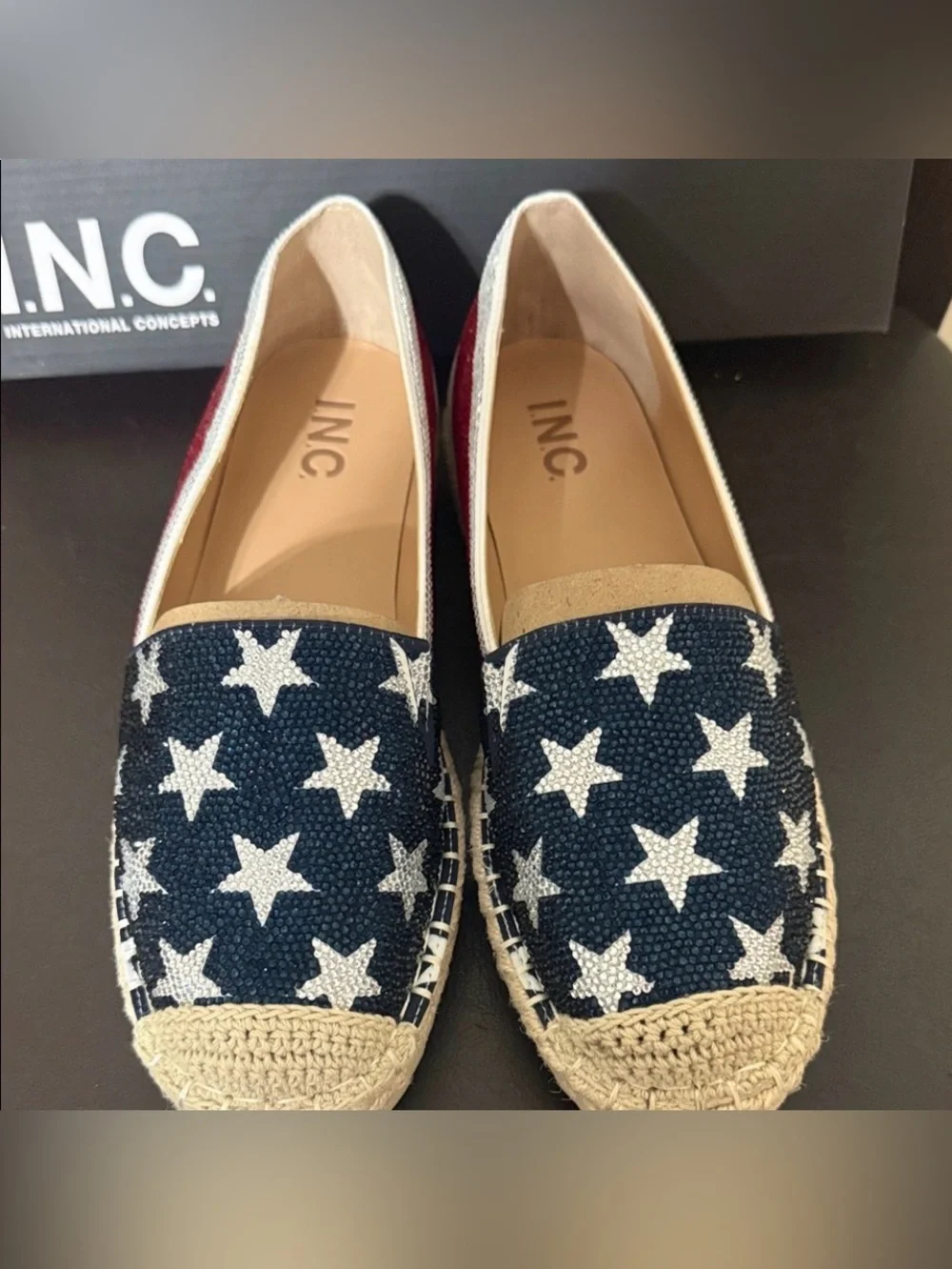 INC International Concepts Navy, Red & White Star Espadrille Slip-On